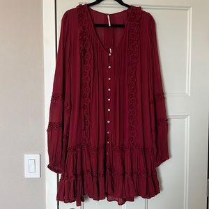Free People Boho Cranberry Dress - Size Medium